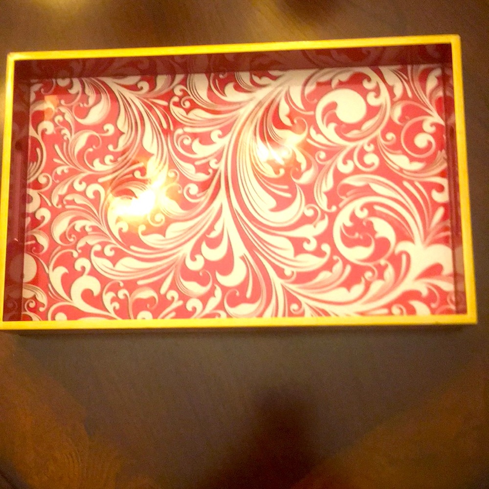 Michel Design Works Red Lacquered Tray perfect for Christmas !!